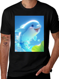 Dolphin Graphic Tee - Cool Blue Sea Life Shirt