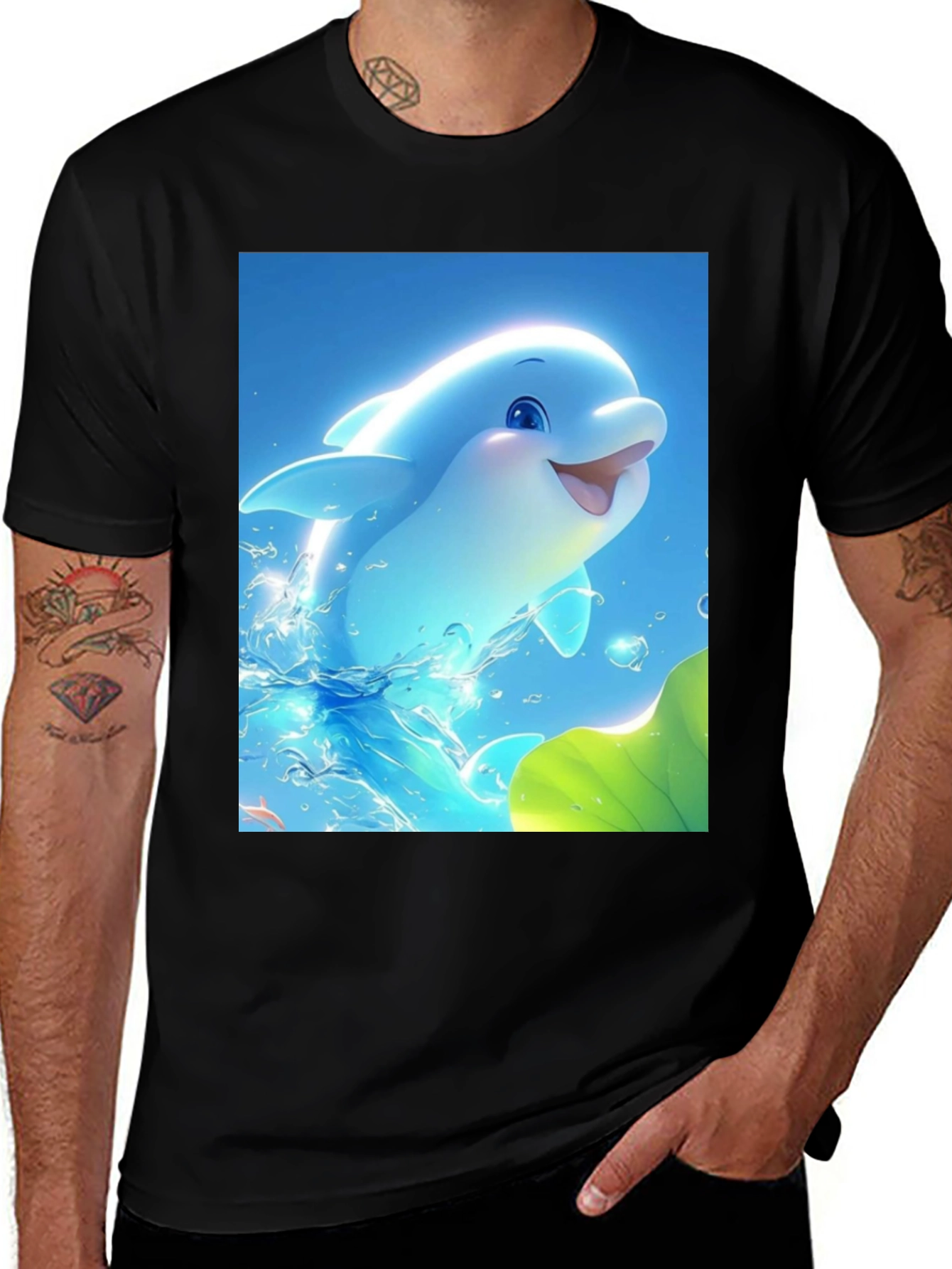 Dolphin Graphic Tee - Cool Blue Sea Life Shirt