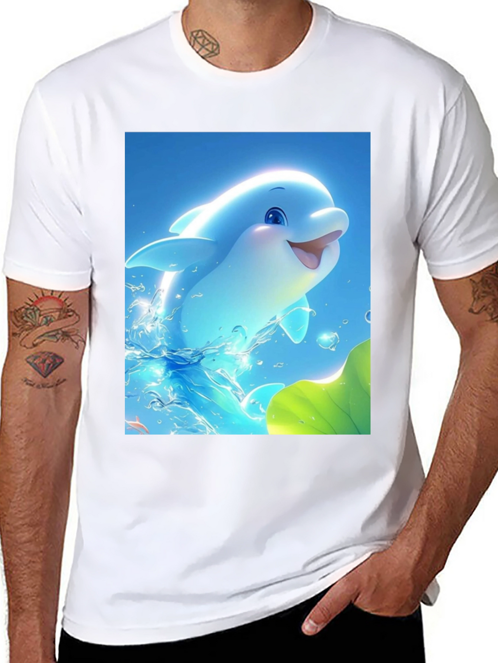 Dolphin Graphic Tee - Cool Blue Sea Life Shirt