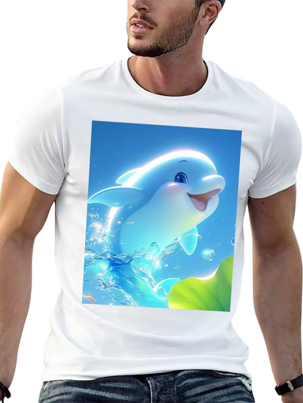 Dolphin Graphic Tee - Cool Blue Sea Life Shirt