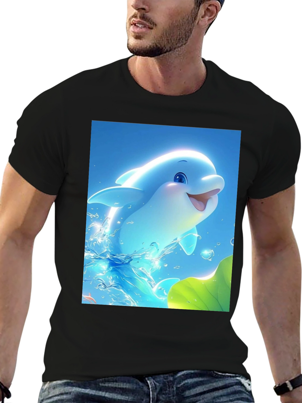 Dolphin Graphic Tee - Cool Blue Sea Life Shirt