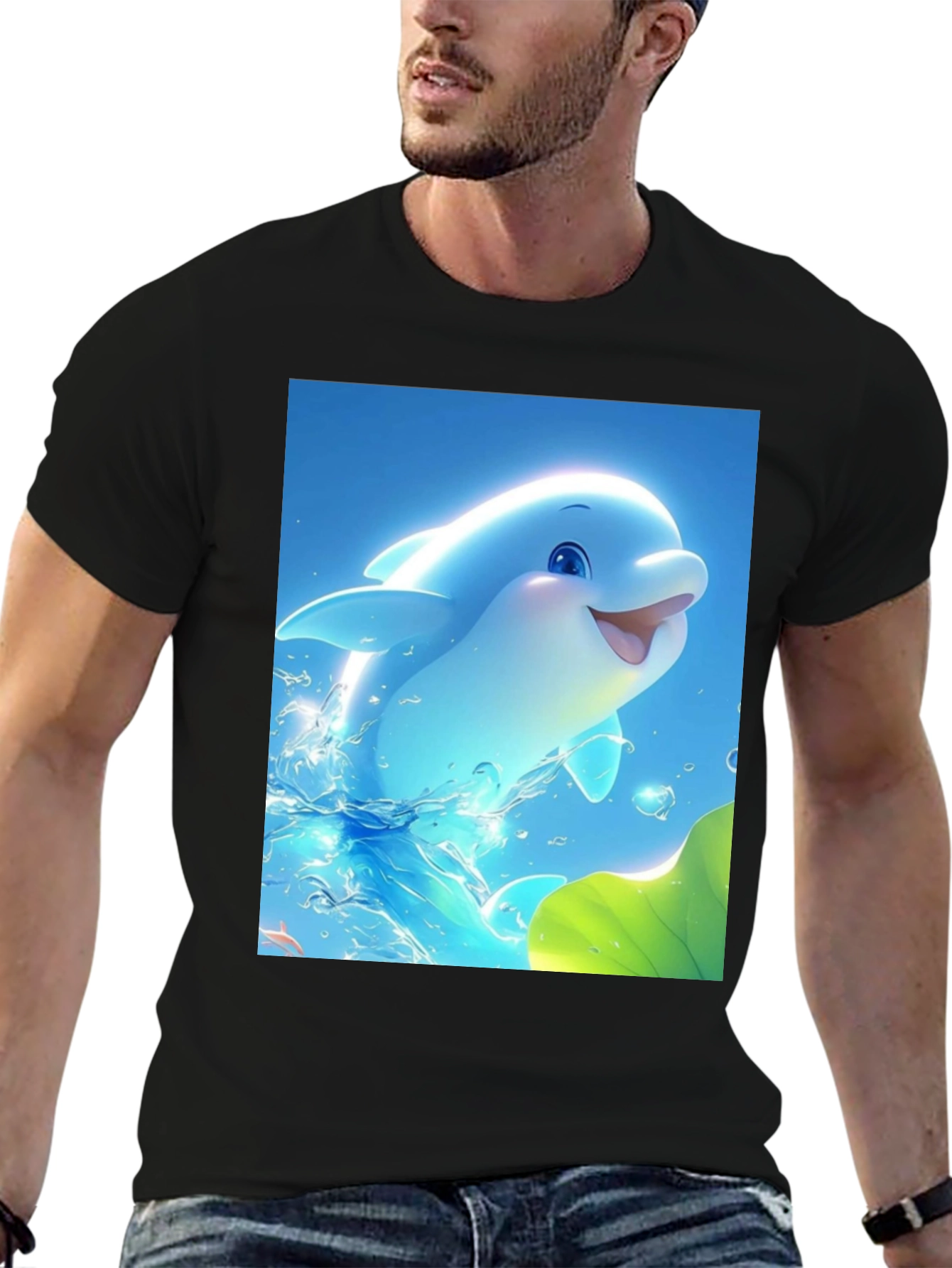 Dolphin Graphic Tee - Cool Blue Sea Life Shirt
