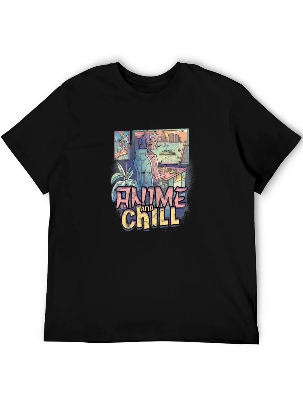 Anime and Chill Graphic T-Shirt - Relaxed Style