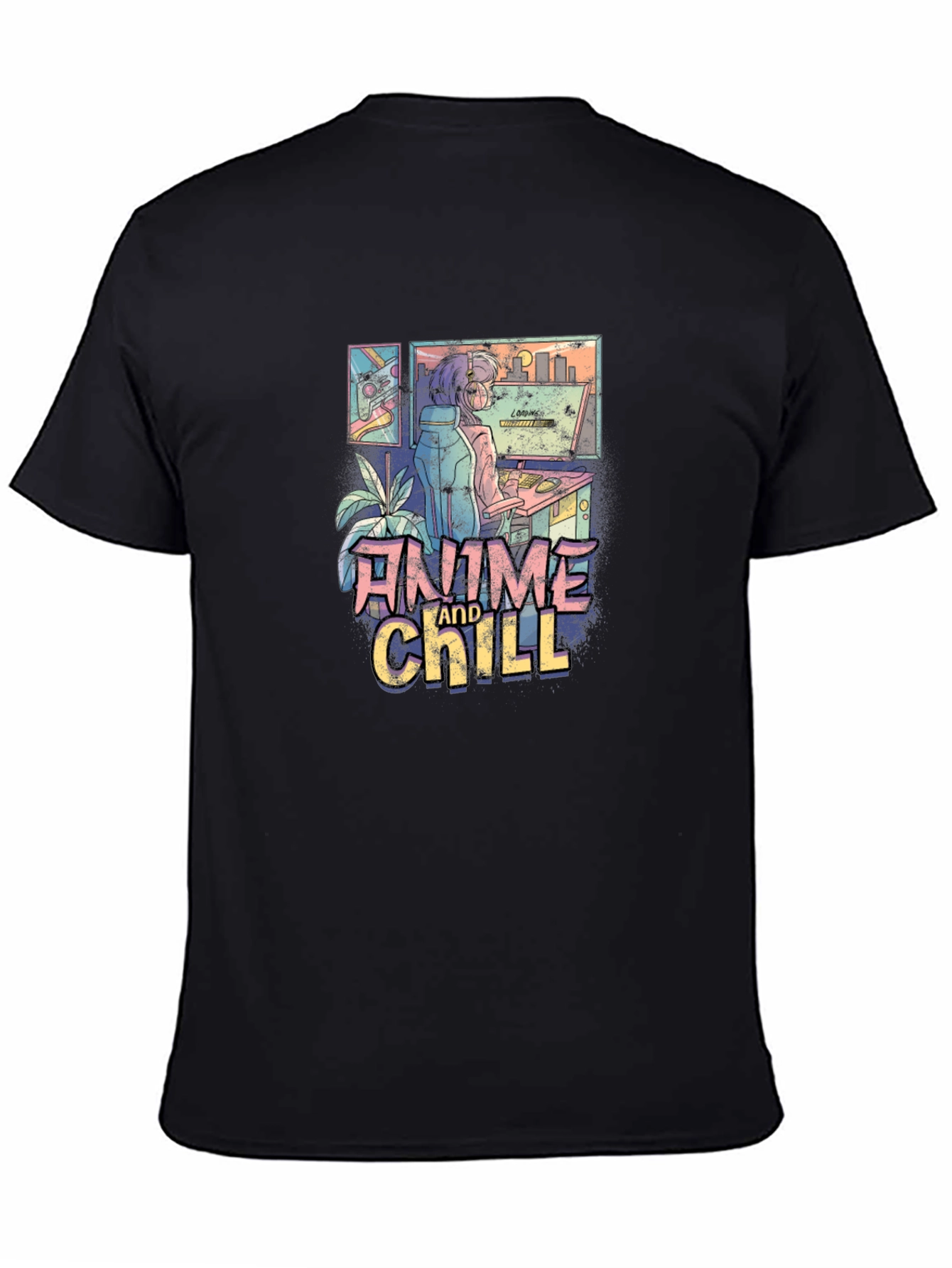 Anime and Chill Graphic T-Shirt - Relaxed Style
