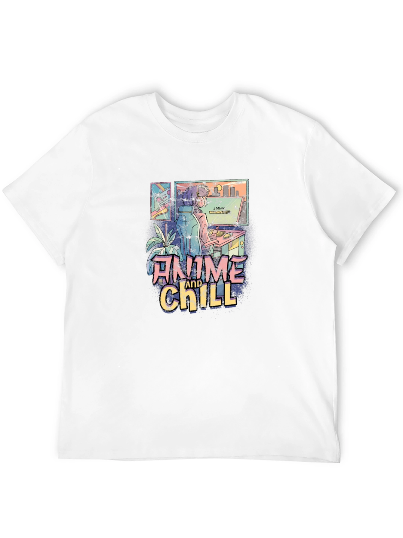 Anime and Chill Graphic T-Shirt - Relaxed Style