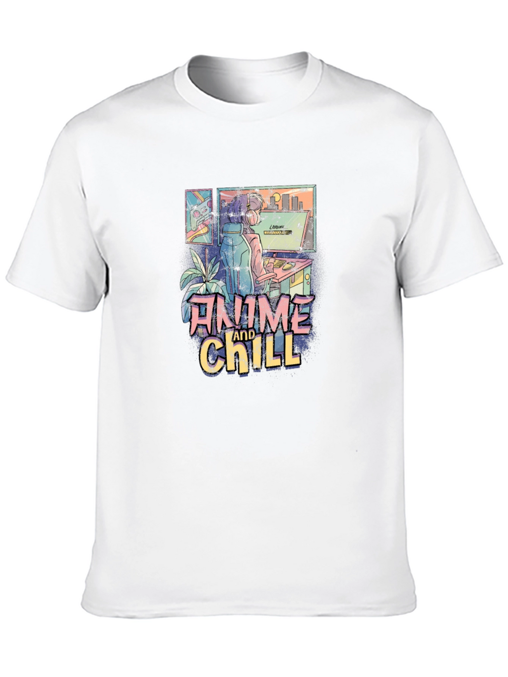 Anime and Chill Graphic T-Shirt - Relaxed Style