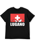 Lugano Swiss Flag Graphic Tee - Black
