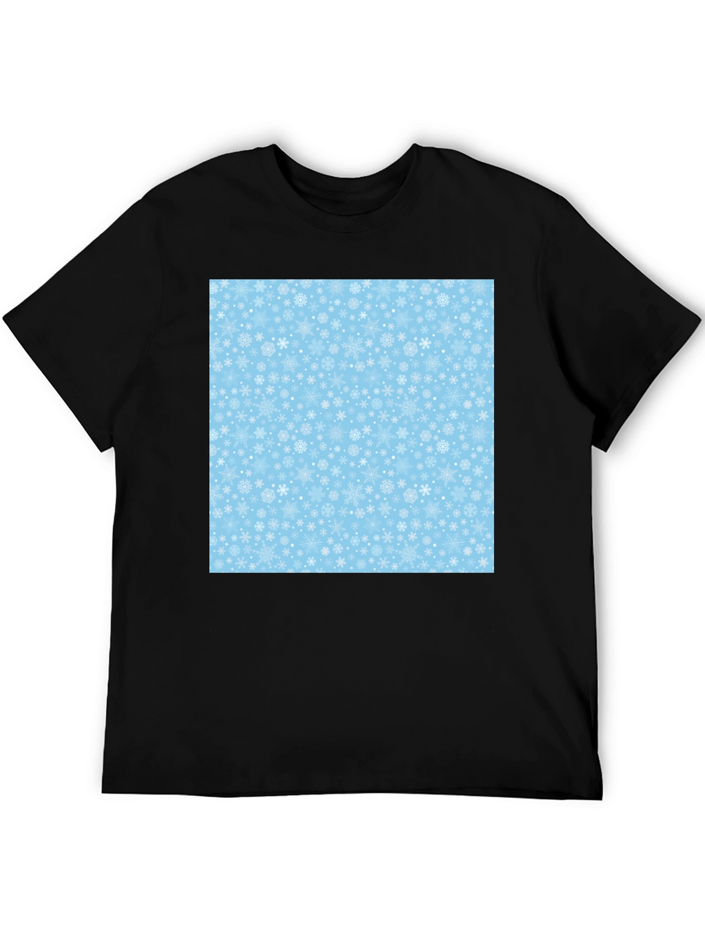 Snowflake Pattern Black T-Shirt