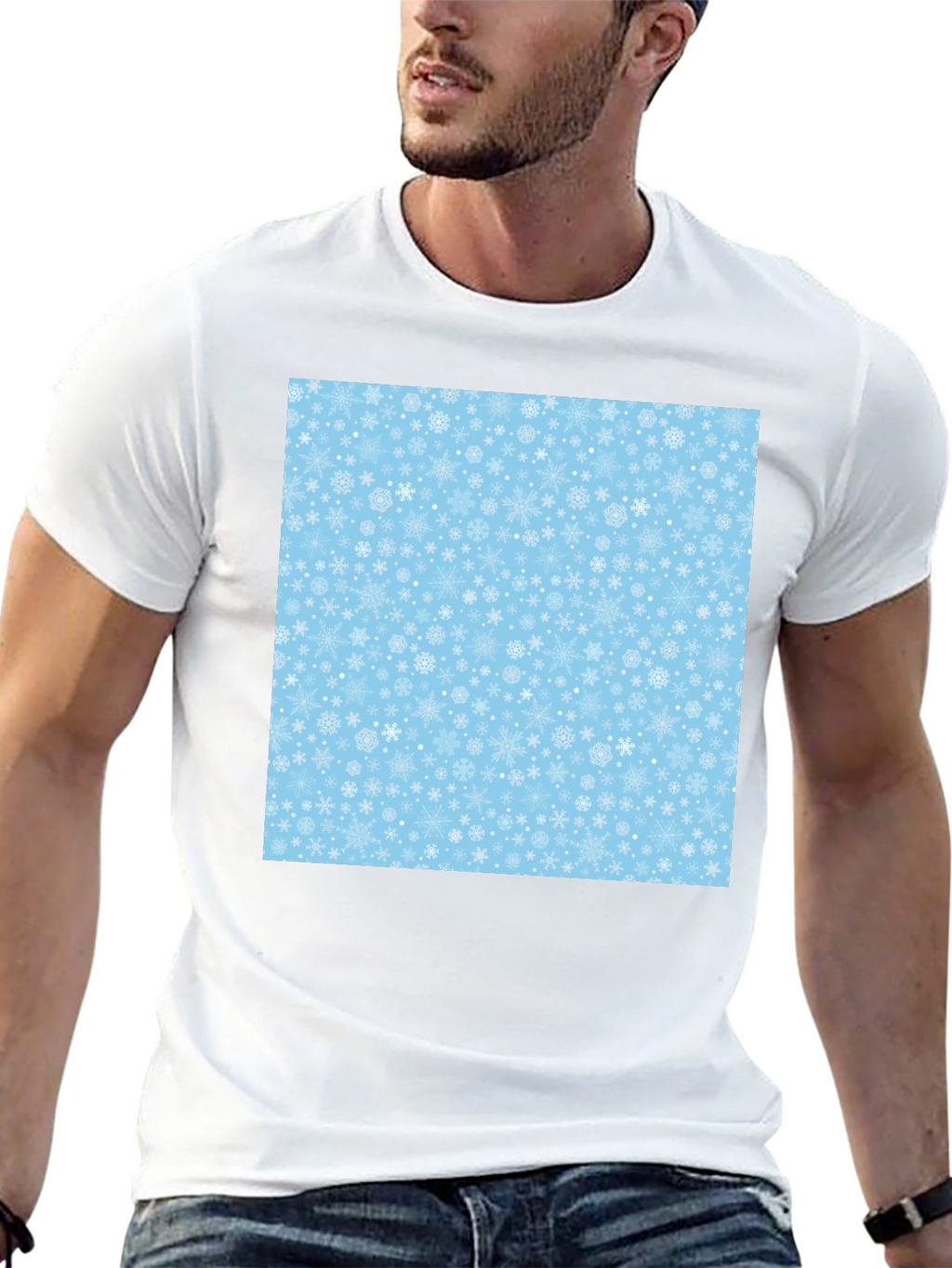 Snowflake Pattern Black T-Shirt