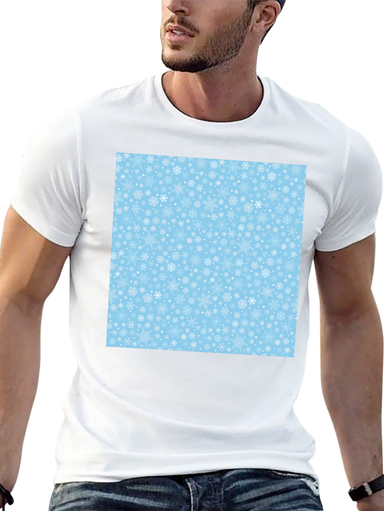 Snowflake Pattern Black T-Shirt