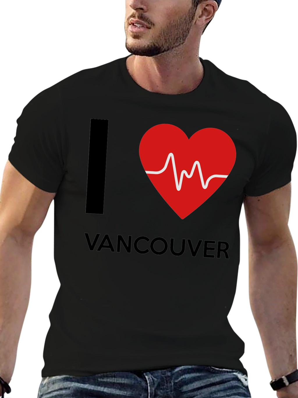 I Love Vancouver T-Shirt Heartbeat Graphic Tee