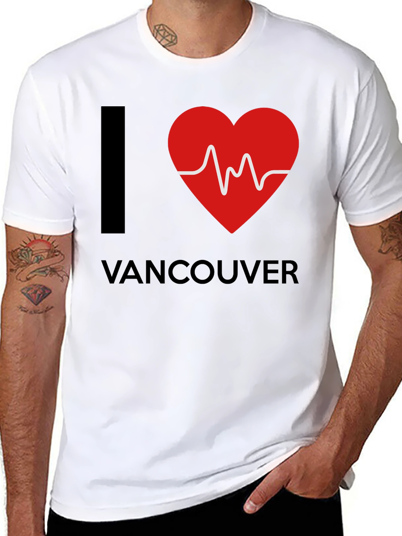 I Love Vancouver T-Shirt Heartbeat Graphic Tee