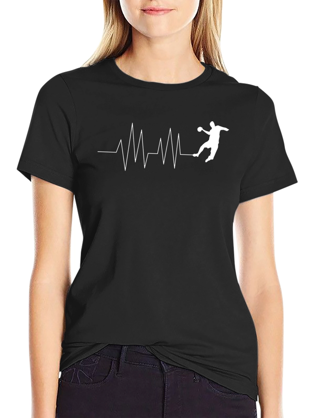 Handball Heartbeat T-Shirt - Black