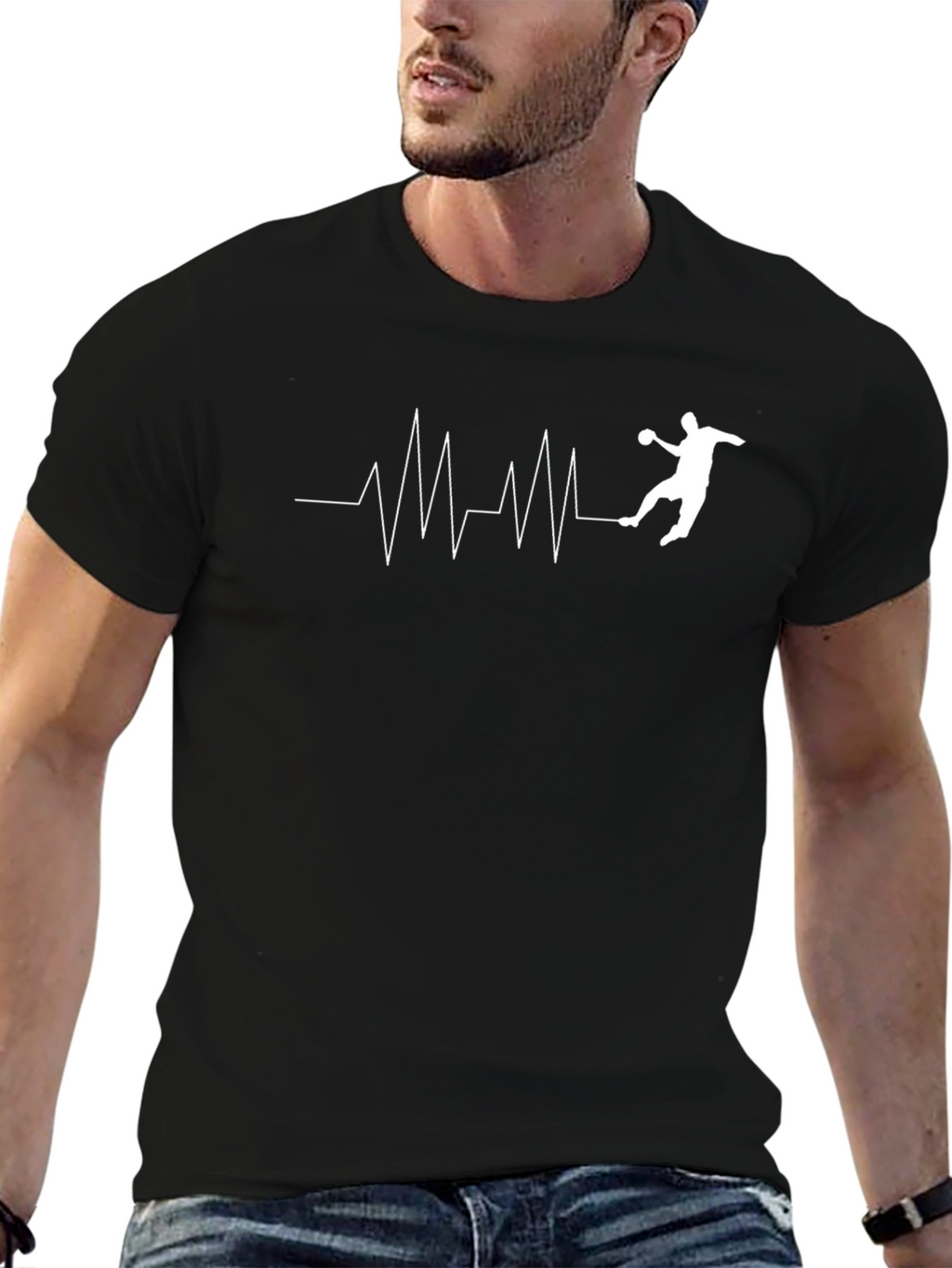 Handball Heartbeat T-Shirt - Black