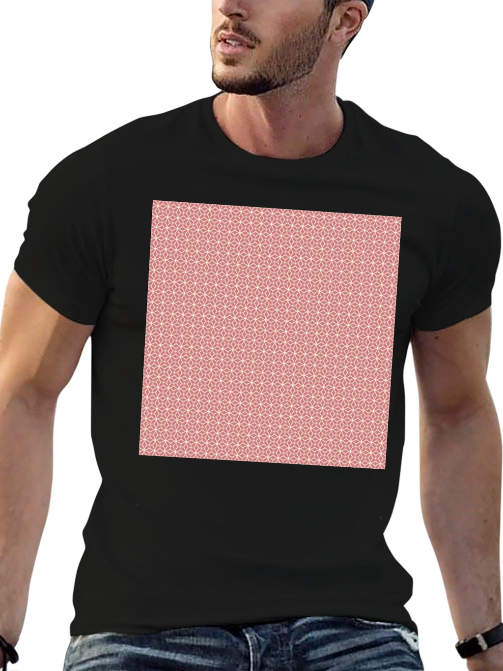 Geometric Print Black T-Shirt