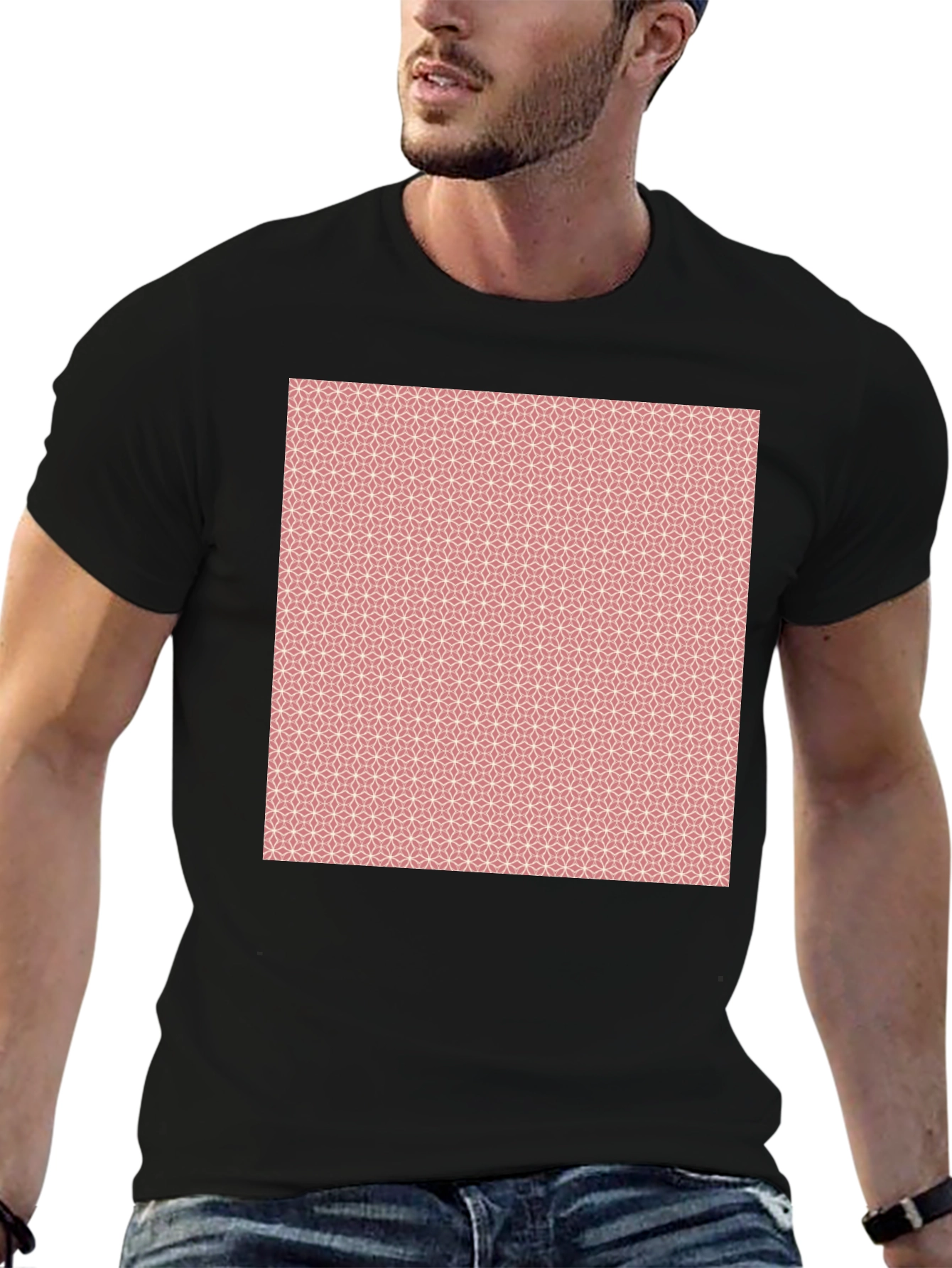Geometric Print Black T-Shirt