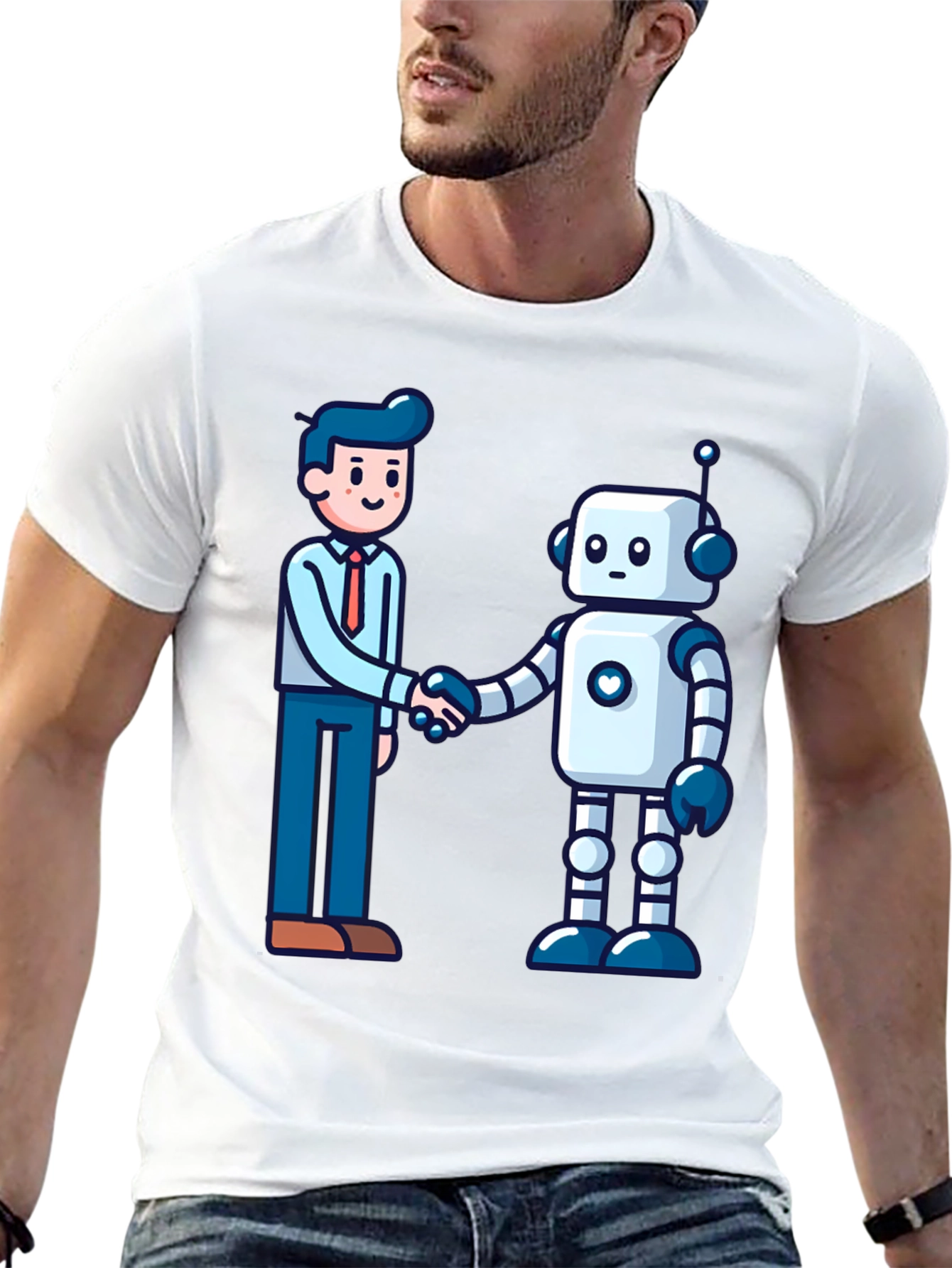 Man & Robot Handshake Graphic Tee