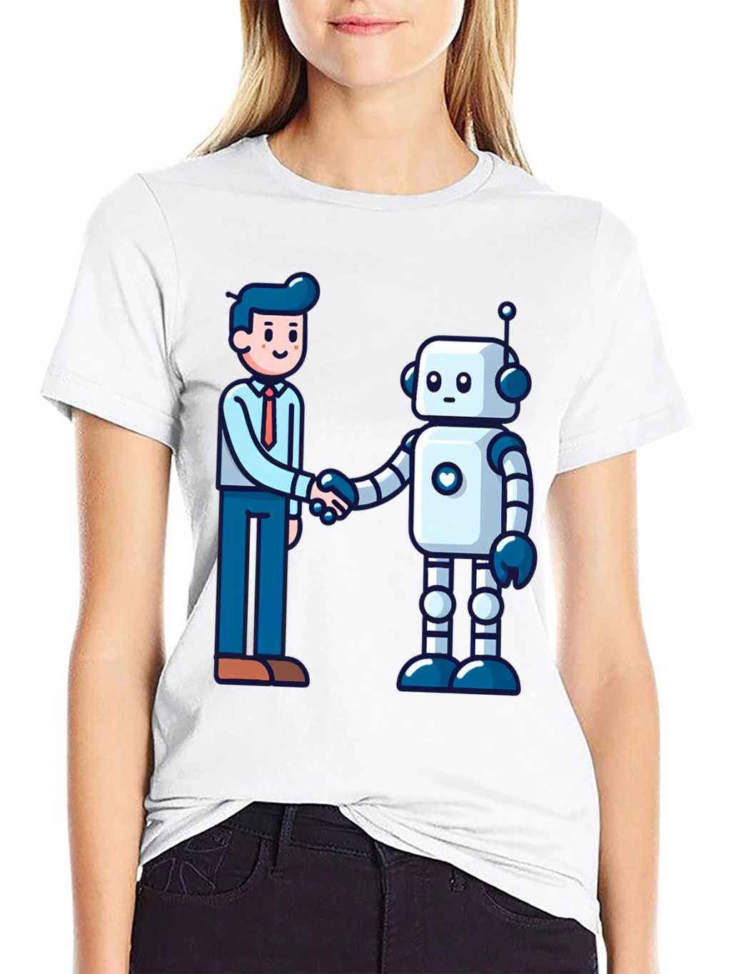 Man & Robot Handshake Graphic Tee