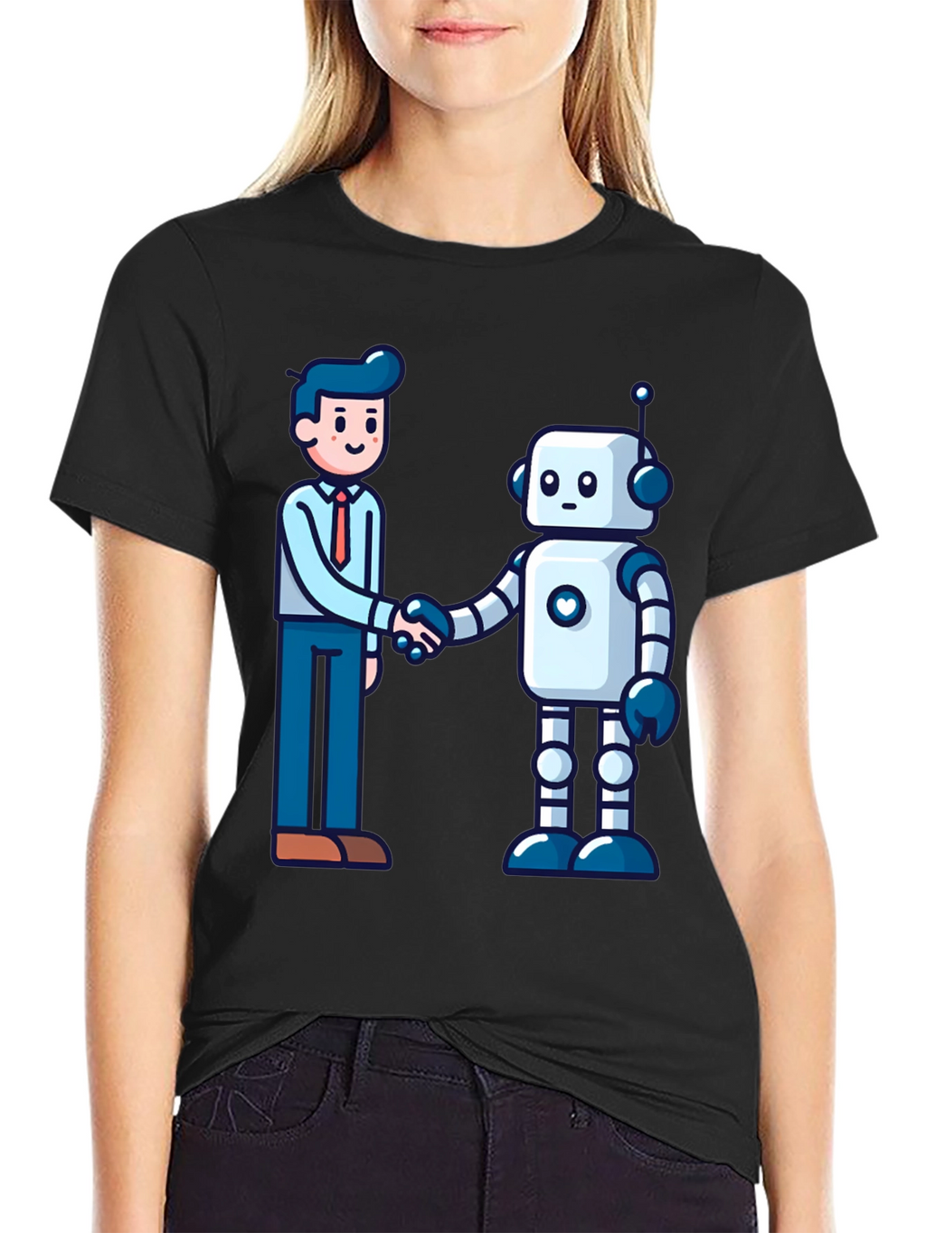 Man & Robot Handshake Graphic Tee