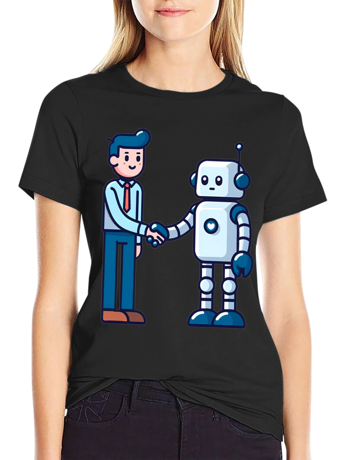 Man & Robot Handshake Graphic Tee