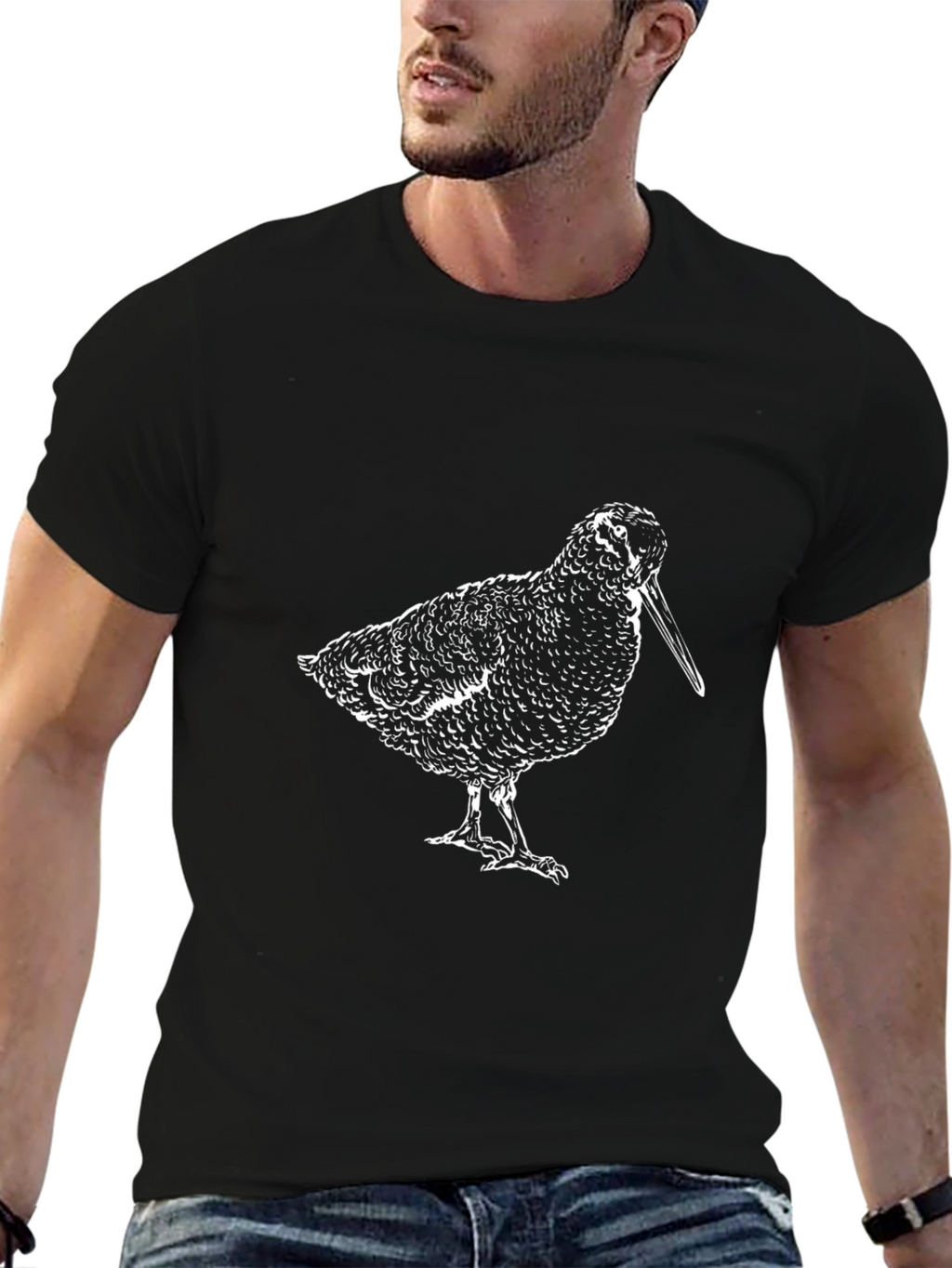 Woodcock Bird T-Shirt - Black