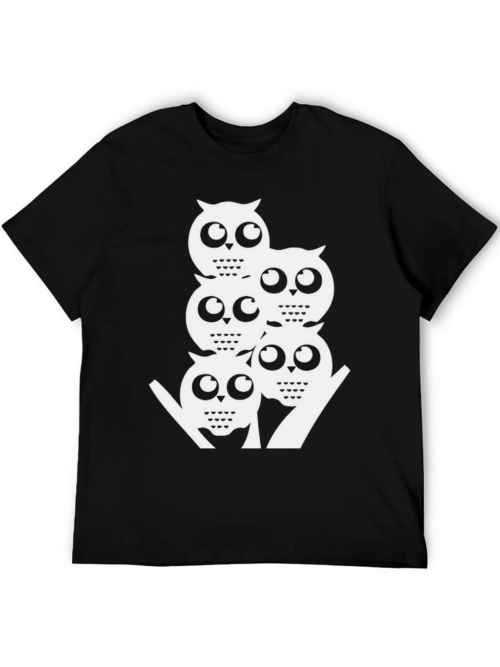 Cool Owl Stack Tee - Black Graphic T-Shirt