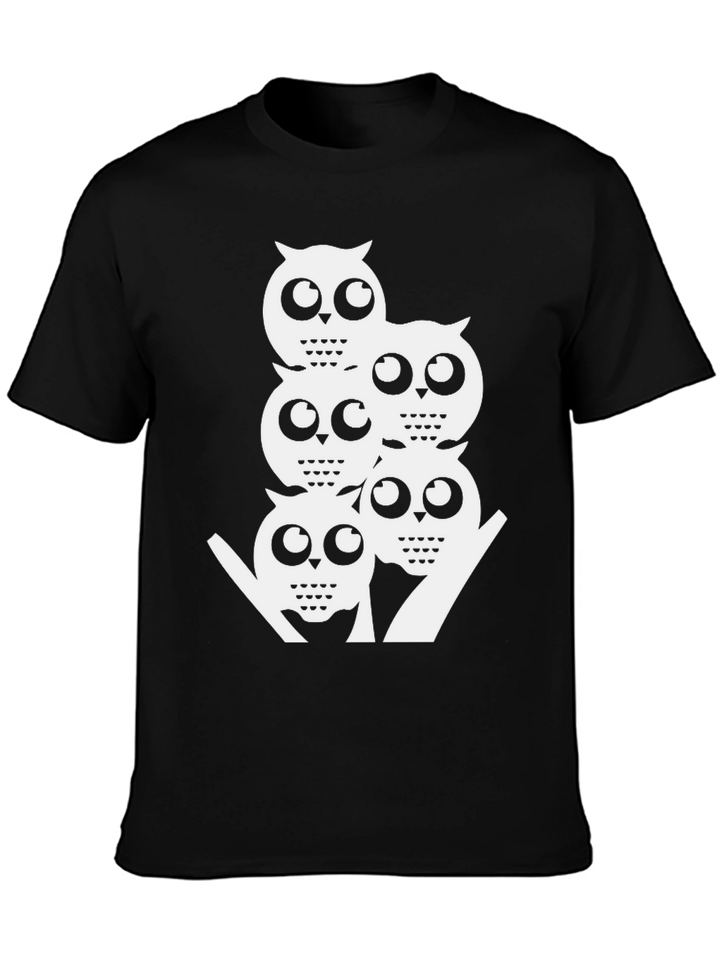 Cool Owl Stack Tee - Black Graphic T-Shirt