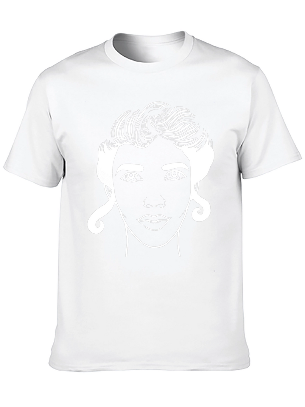 Line Art Face Black T-Shirt