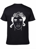 Line Art Face Black T-Shirt