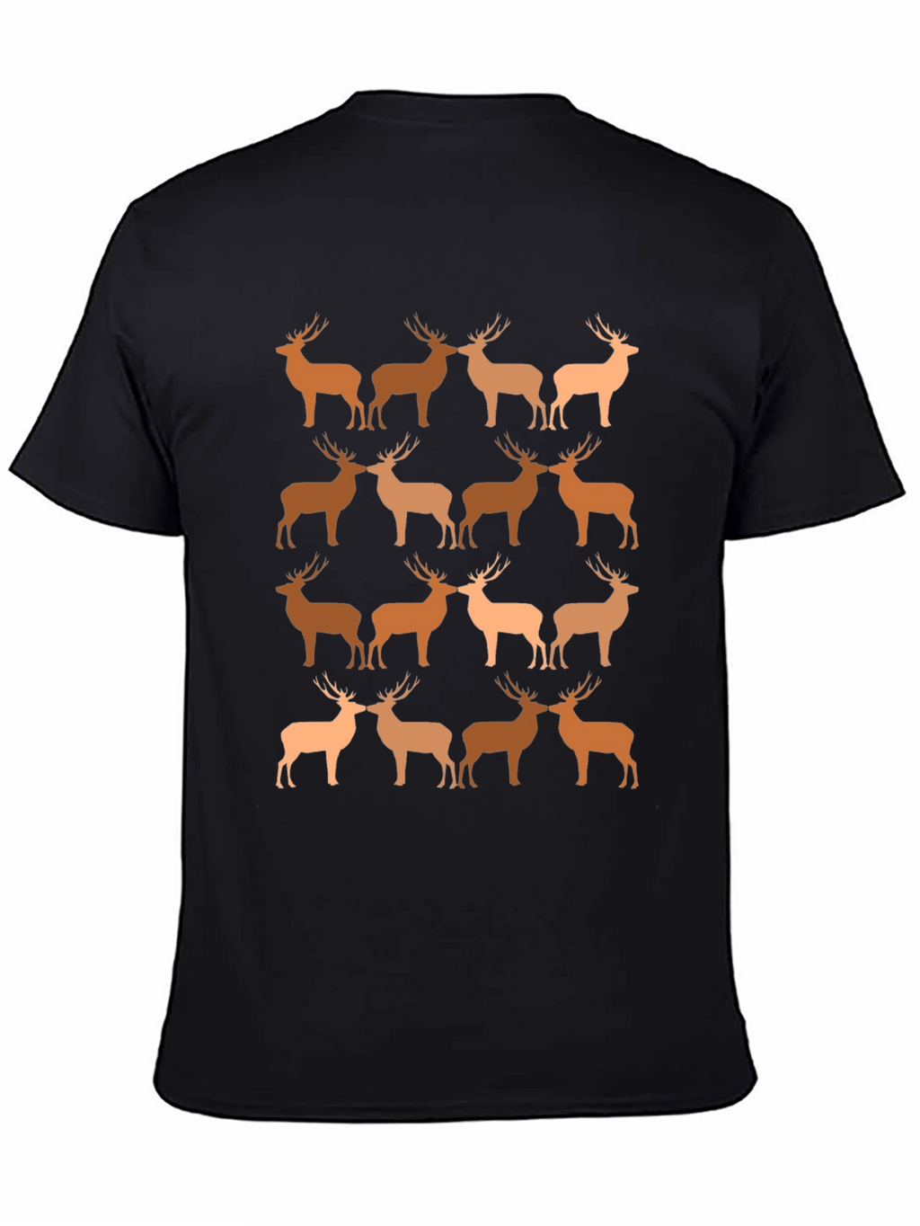 Deer Pattern T-Shirt - Black