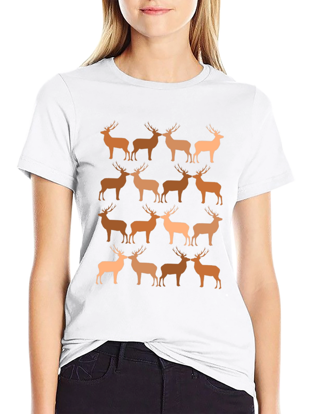 Deer Pattern T-Shirt - Black