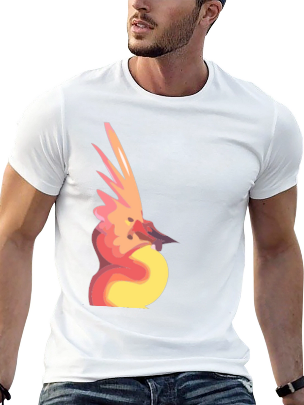 Abstract Bird Graphic Black T-Shirt