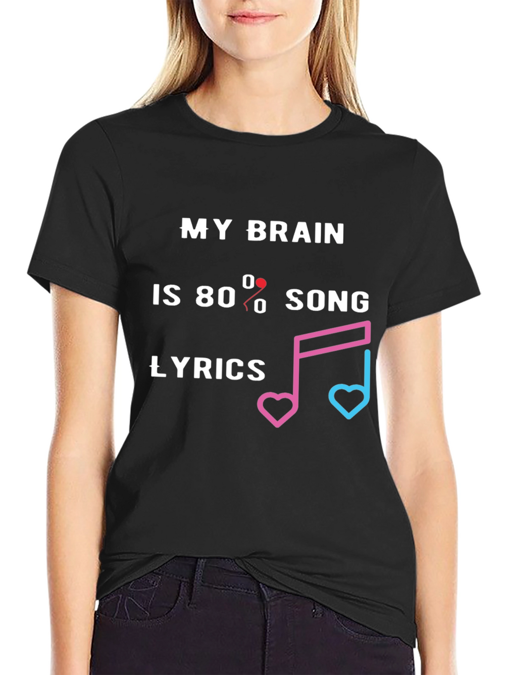 Song Lyrics Brain Graphic Tee - Novelty Music T-Shirt