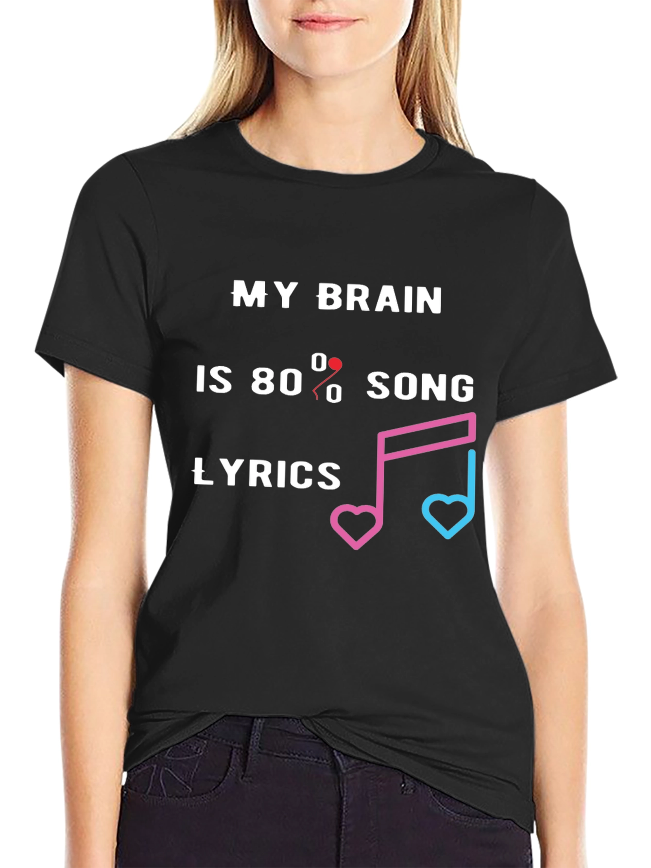 Song Lyrics Brain Graphic Tee - Novelty Music T-Shirt
