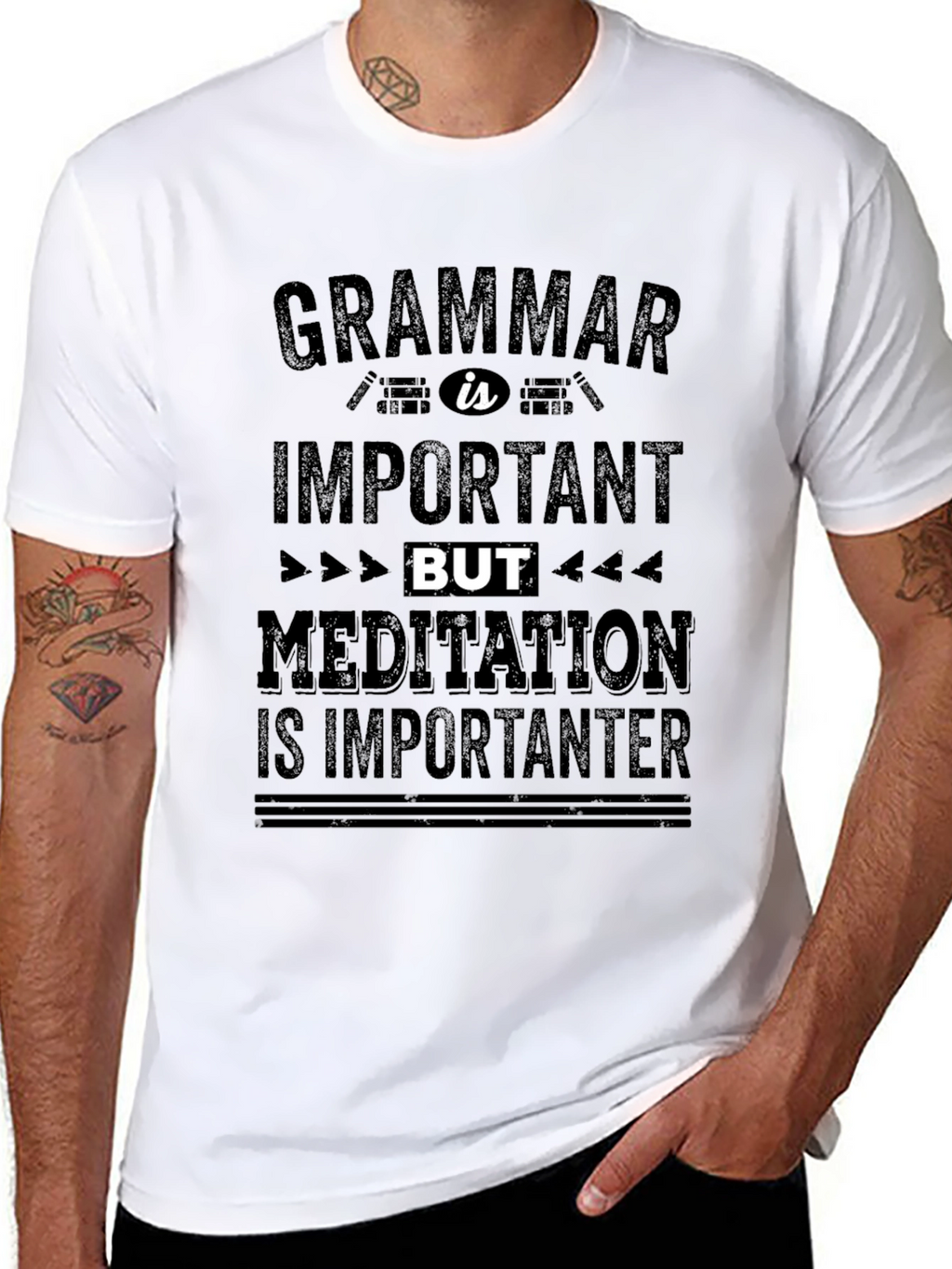 Grammar vs Meditation Funny T-Shirt
