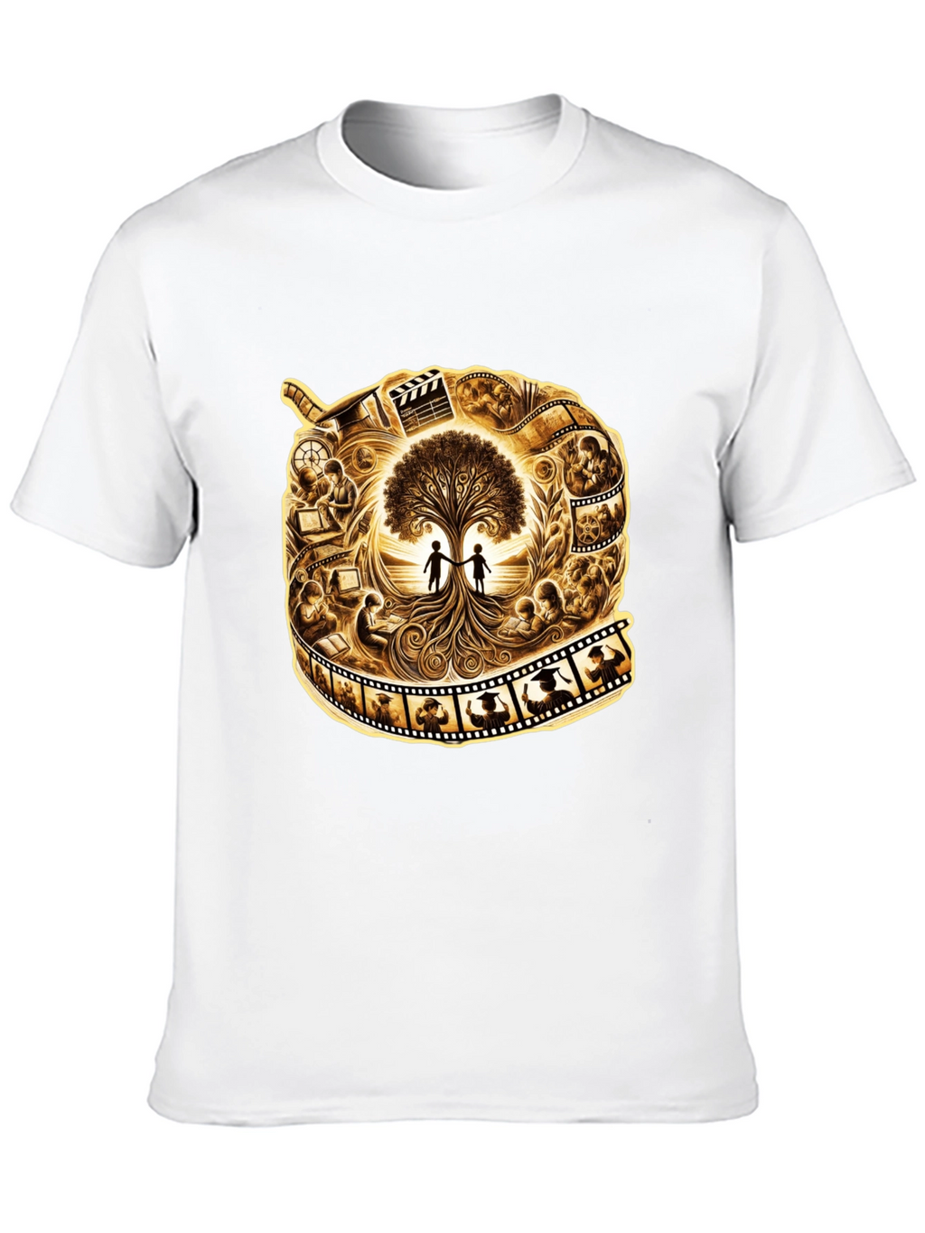Film Reel Tree of Life Black Graphic Tee