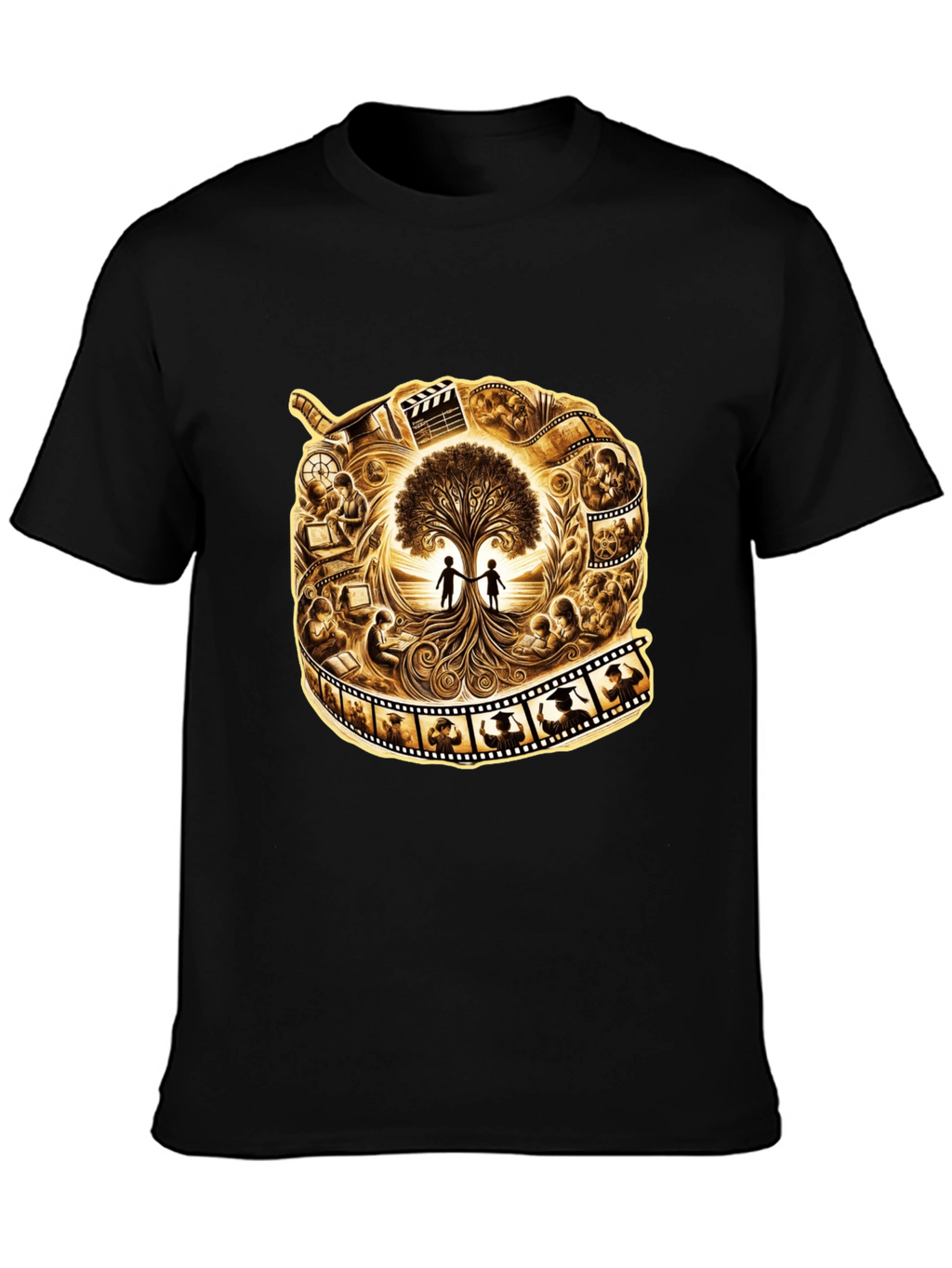 Film Reel Tree of Life Black Graphic Tee