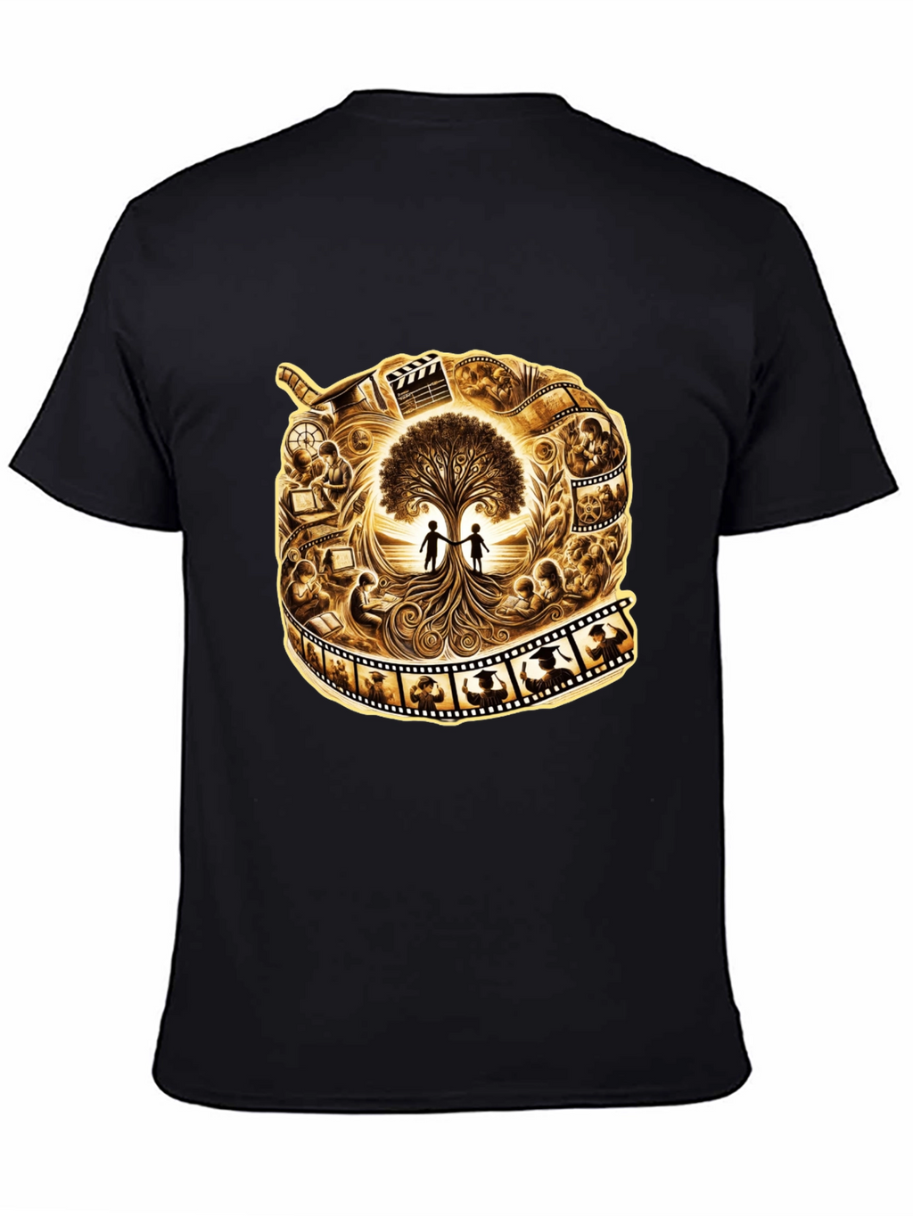 Film Reel Tree of Life Black Graphic Tee