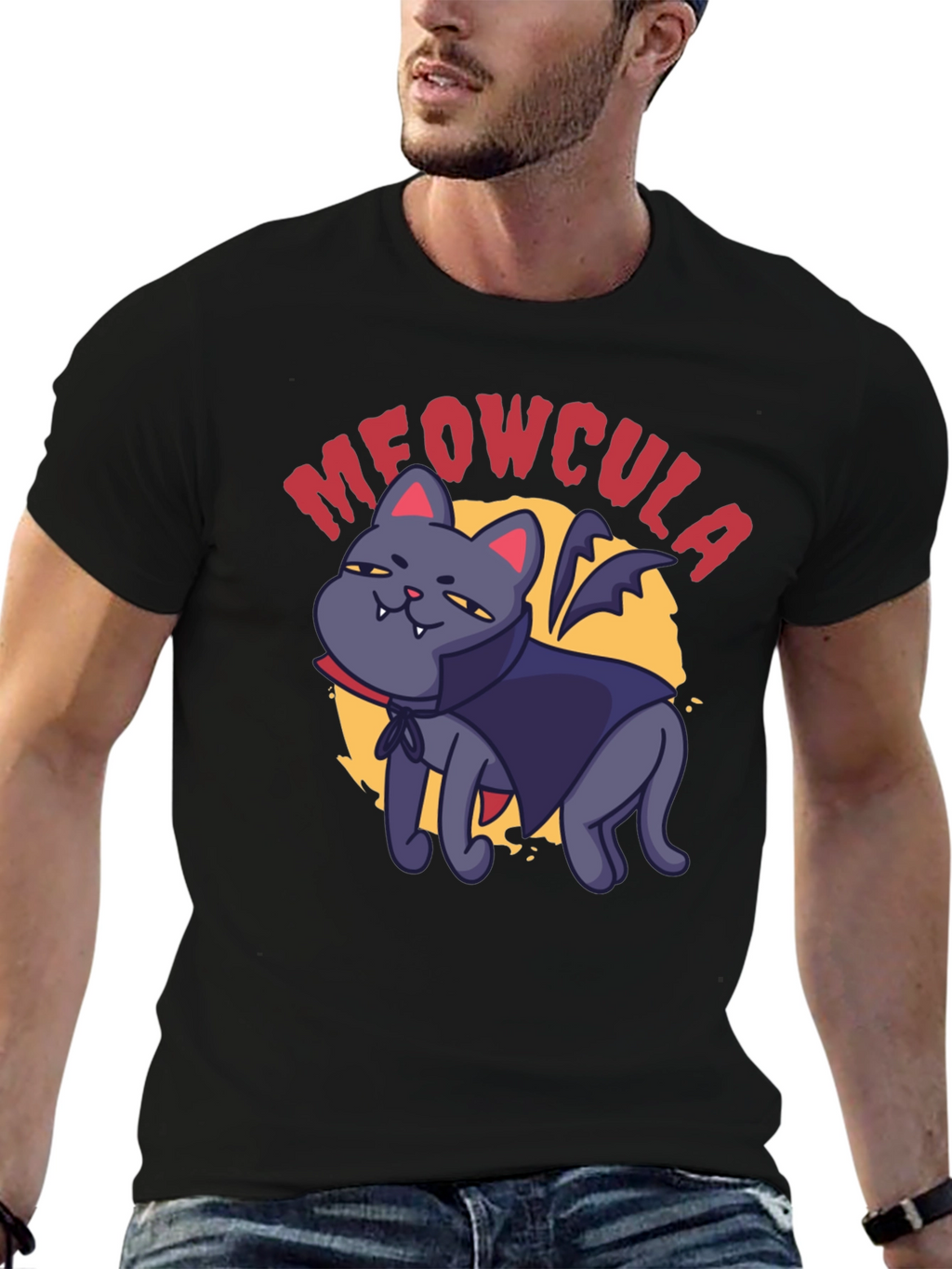 Meowcula Vampire Cat Graphic T-Shirt