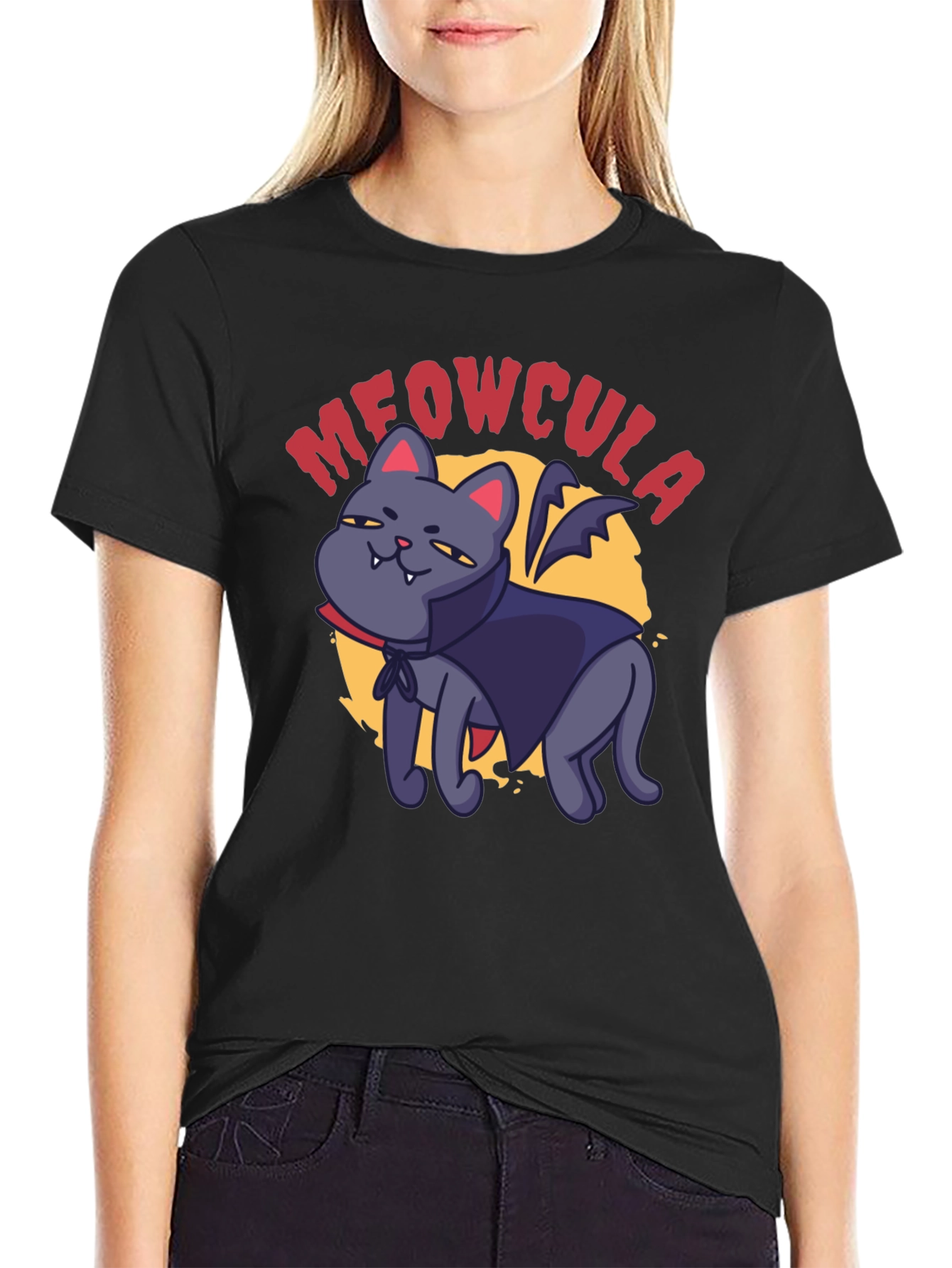 Meowcula Vampire Cat Graphic T-Shirt