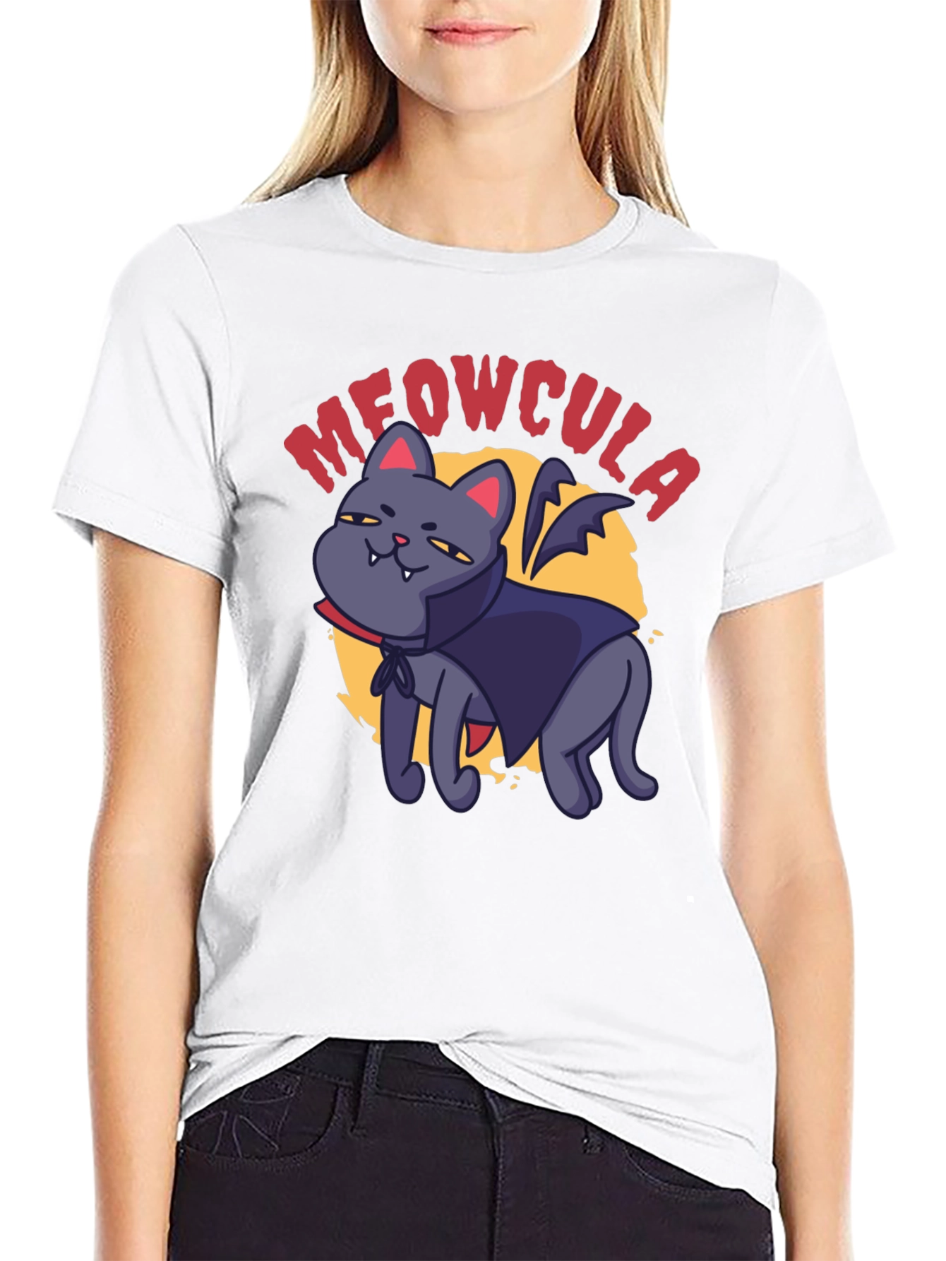 Meowcula Vampire Cat Graphic T-Shirt