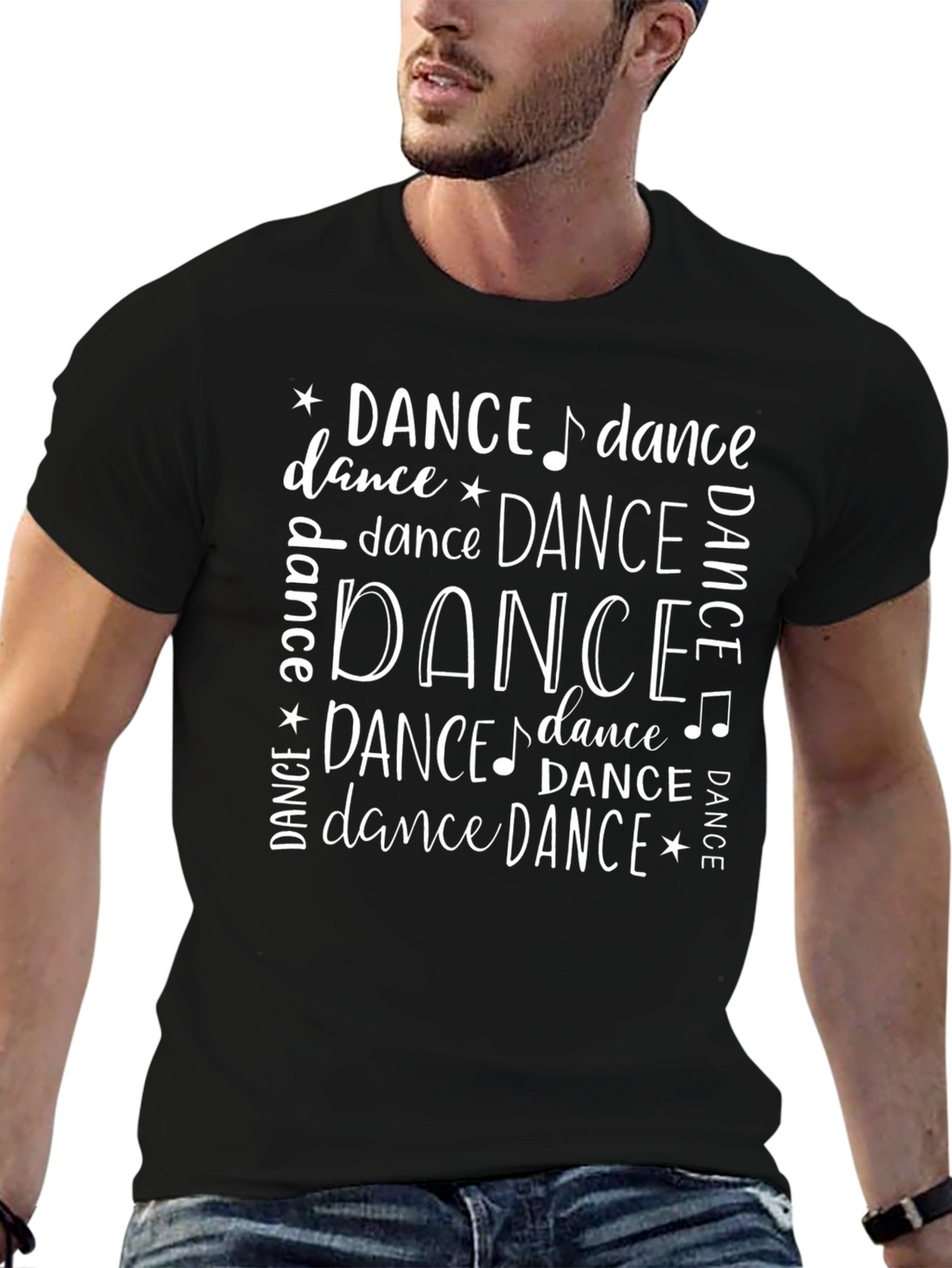 Dance Pattern Graphic Tee - Black