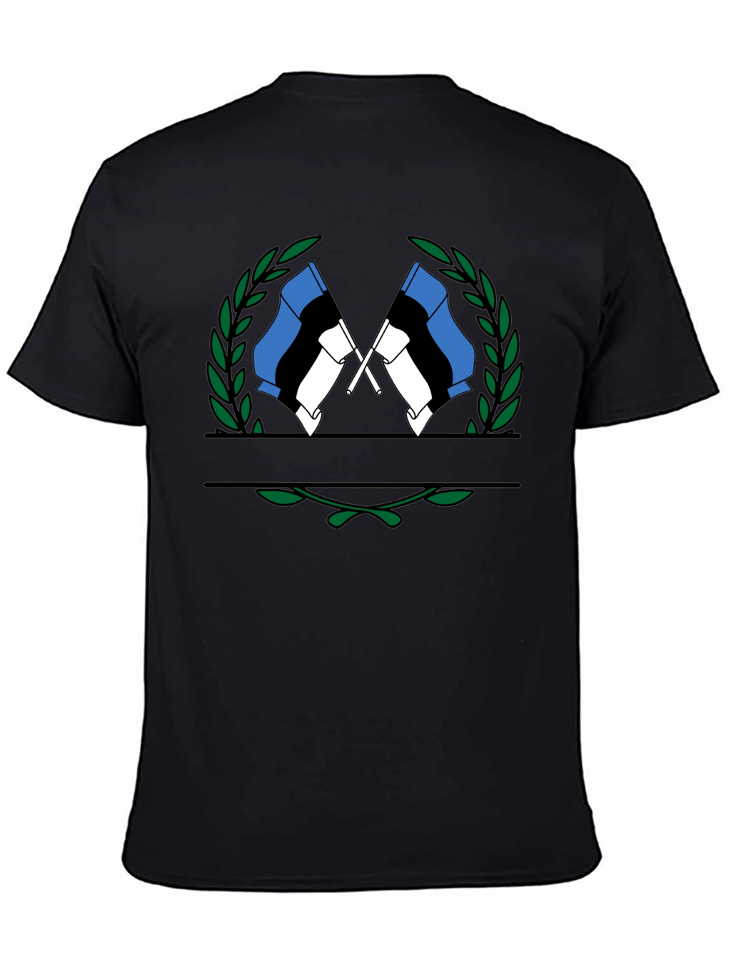 Estonian Flag Wreath Graphic Tee - Black