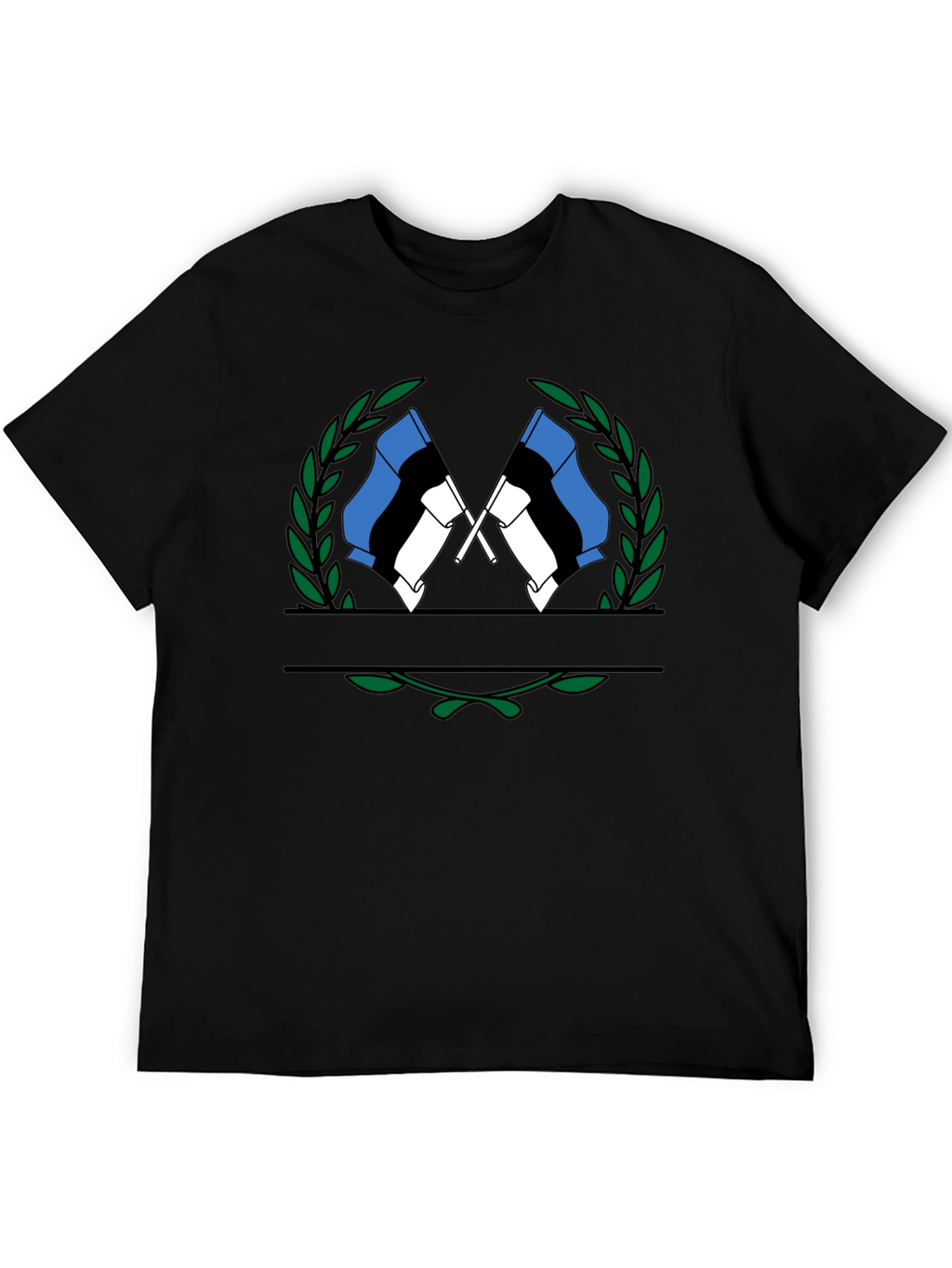 Estonian Flag Wreath Graphic Tee - Black