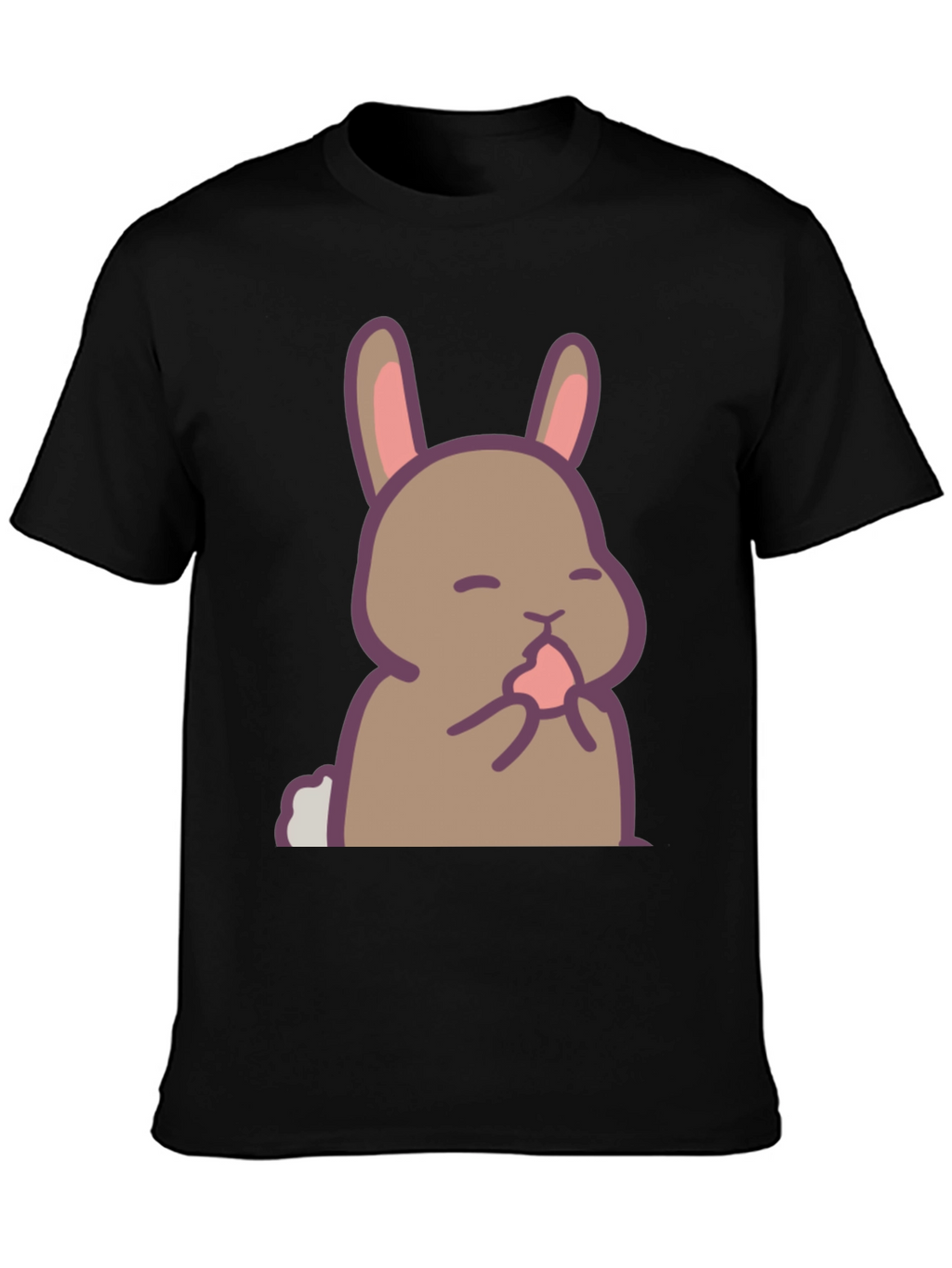 Cute Rabbit Graphic Black T-Shirt