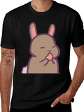 Cute Rabbit Graphic Black T-Shirt