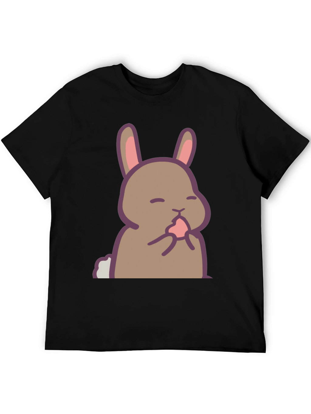 Cute Rabbit Graphic Black T-Shirt