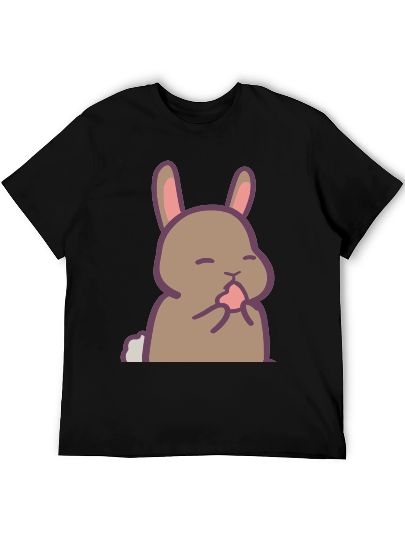 Cute Rabbit Graphic Black T-Shirt