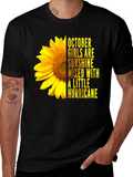 October Girl Sunflower Graphic Tee - Black