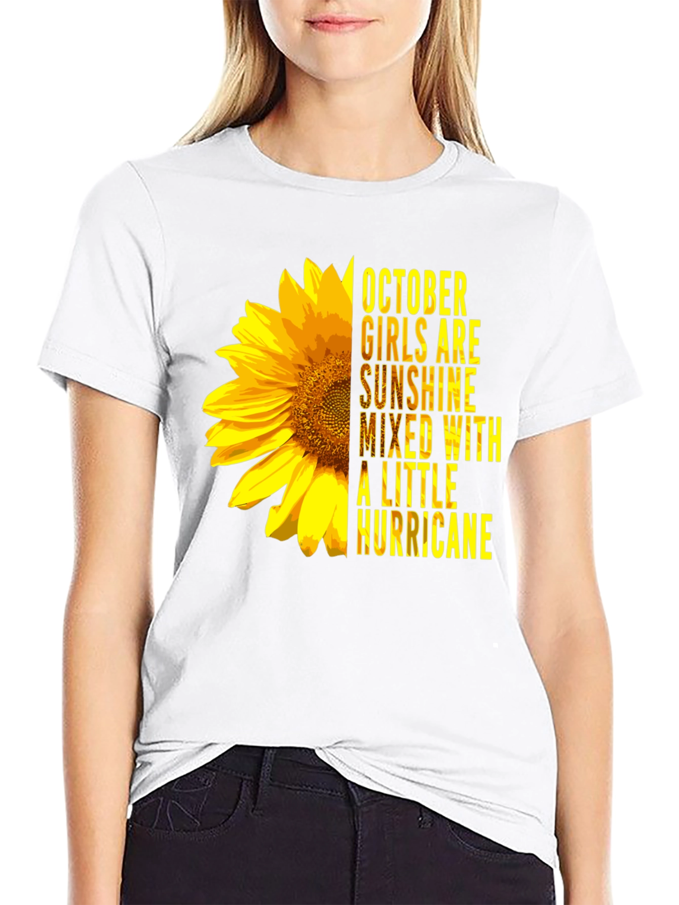 October Girl Sunflower Graphic Tee - Black